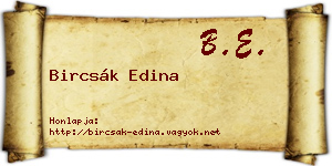 Bircsák Edina névjegykártya